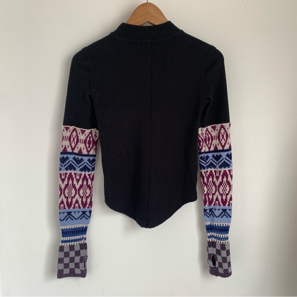 We The Free Mikah Layering Cuff Shirt Black Knit Sleeves - Picture 9 of 12